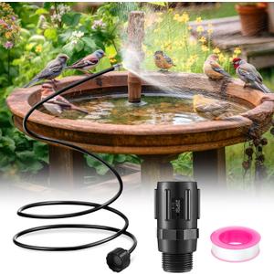 60 Inch Misting Hose for Garden, Bird Bath Mister with 0.8mm Mist Nozzle and 3/4" Connector, Adjustable Aluminum Misting Water Hose for Outside, Bird Bath, Trampoline