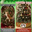 Christmas Cat Bed Tunnel, 3ft x 3ft x 9.8 Around Christmas Tree Cat Donut Tunnels Red Green Striped Mint Color Xmas Pattern with Kitten Gift Hanging Ball Decorations Cave for Xmas Tree Decor