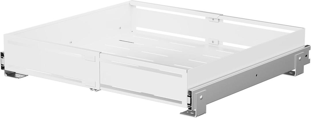 Pull Out Cabinet Organizer, Expandable Width 13"-22", Heavy Duty Metal Slide Out Drawers for Cabinets, Expandable Cabinet Pull Out Shelves for Kitchen, Pantry, Bathroom, White