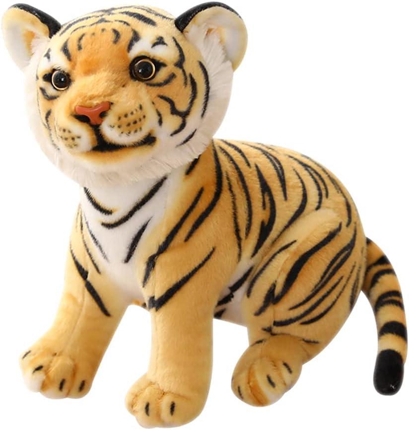 GUDVES Tigers Plush Toy Stuffed Animal Plush - by Tiger Tale Toys Cute Lifelike Tiger Stuffed Animals Toy Gift for Boy Baby Hug Tiger - Lifelike Stuffed Animal (7.8 in, Yellow Tiger)