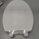 Elongated Toilet Seat, 18.5 Soft/Slow Close Oval (Oblong) Toilet Seat for Elongated Toilets, No-Slam Quiet-Close Lid, Easy-to-Install & Clean, Durable Never-Loosen White Plastic Seat