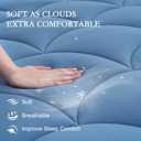 YOUR MOON Queen Size Cooling Mattress Pad, Cool Mattress Topper for Hot Sleepers, Soft Breathable Noiseless Pillow Top Cover, Quilted Fitted Bed Pad for 8''-16'' Deep Pocket, 500GSM (Sea Blue)
