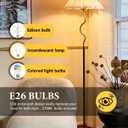 Gold Floor Lamp with Pleated Linen Lampshade, Modern Flower Floor Lamp for Living Room Arc Standing Lamp for Bedroom Office Dining Room