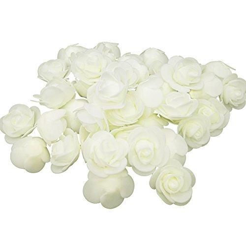 J-Rijzen Artificial Flowers Mini Fake Roses for DIY Wedding Bouquets Centerpieces Party Baby Shower Home Decorations (Ivory)