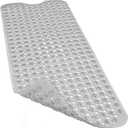 Linoows Bathtub and Shower Mats, 40x16 Inch Extra Large Non Slip Soft Bath Tub Mat with Suction Cups and Drain Holes for Bathroom Floor and Keep Tubs Clean, Machine Washable, Gray