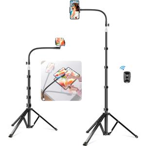 elitehood 80 Tall Phone Stand Tripod, Floor Phone Recording Stand, Heavy Duty Adjustable iPhone Tripod Stand Compatible with iPhone 15 14 13 12