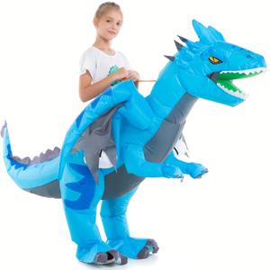 HSCTEK Inflatable Ride on Kids Dragon Costume Boys Girls, Size: 7-10 Yrs