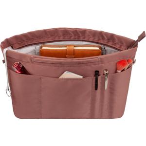 Vercord Purse Insert Organizers for Tote Handbag Bag in Bag with Zipper Liner Bag Organizer for Women 14 pockets (Coffee)