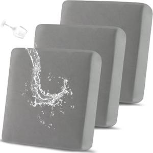 Waterproof Couch Cushion Covers, Stretch Sofa Cushion Covers, Individual Sofa Seat Cushion Slipcovers, Furniture Protector for Kids/Pets (3-Piece Sofa Cushion Cover, Light Grey)