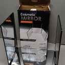 HIEEY 3 Way Mirror for Hair Cutting,360 Trifold Mirror with Height Adjustable Telescoping Hooks,and 5X Magnification,for Makeup, Hair Styling (Black)