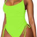 Viottiset Women's Ruched High Cut One Piece Swimsuit Tummy Control Bathing Suit Monokini,(Small)