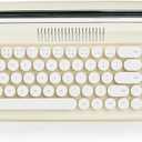 YUNZII Upgraded Wireless Typewriter Keyboard,with Retro Integrated Stand,USB-C/Bluetooth,Cute Round Keycaps, USB-C/Bluetooth Connection for Table, Phone, PC and Win/Mac/Android (B309, Ivory Butter)