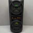 TWS Portable PA Speaker System with Dual 6.5 Inch Woofer, Wireless Bluetooth Speaker with Wired Microphone, Remote, FM Radio, Party Lights, Outdoor Karaoke Machine for Events, Camping, Travel
