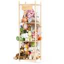 Dayacoco Stuffed Animal Storage, Wood Stuffed Animals Organizer Holder Zoo, Extra Large Capacity Stuff Storage with Elastic Band and Net for Nursery Kids Play Room Bedroom (Pine Wood)