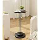 Masupu Drink Table, Round Side Table for Small Spaces, Pedestal Side Table, Small End Table with Metal Base, for Living Room, Bedroom, Bathroom, Black