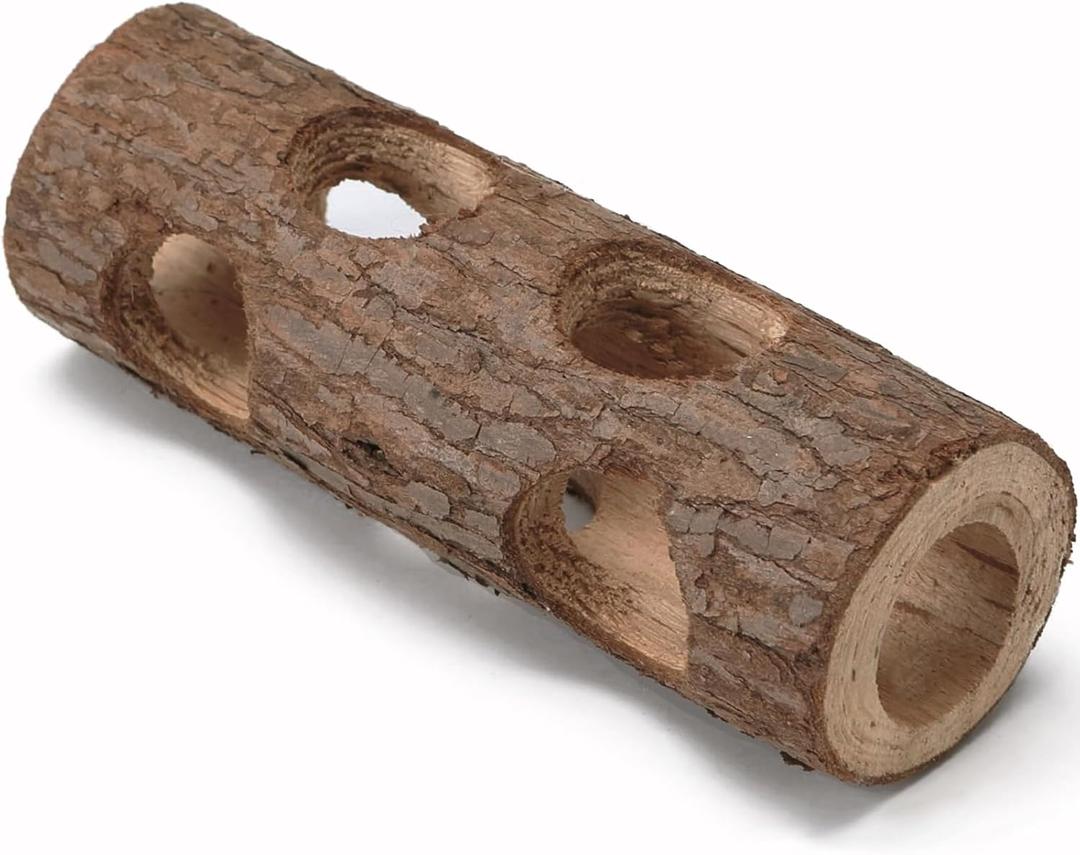 Natural Wood Tunnel Hamster Tunnel for Hamster Reptile Small Animals Cage Hollow Tree Trunk Hideout Toy (7.9"2.7")