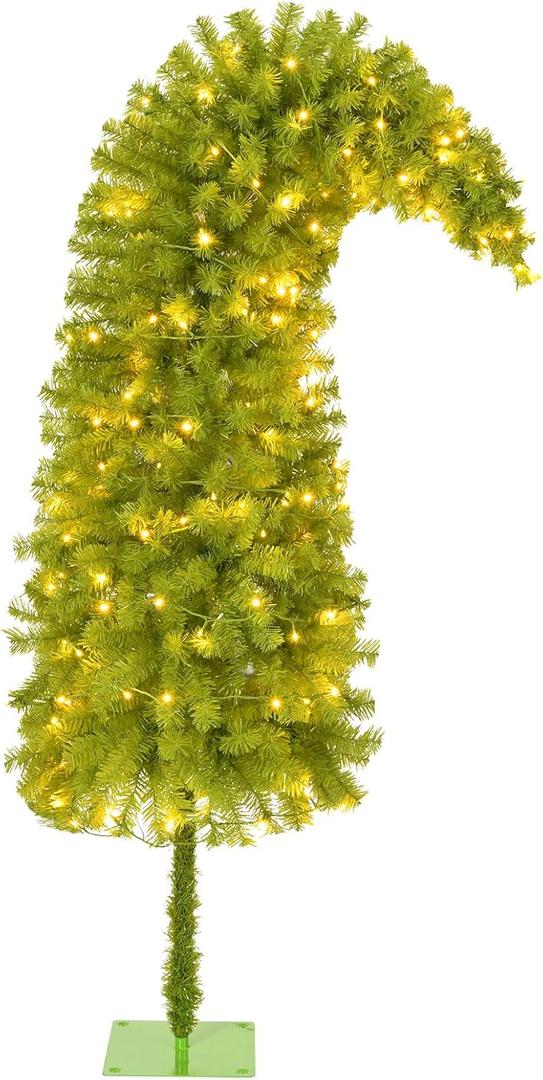 5.5 FT Whimsical Christmas Tree,Table Top Christmas Tree, Christmas Decorations for Home, Office, Party Decoration, 550 Branch Tips/170 Lights/Metal Base, Easy Assembly
