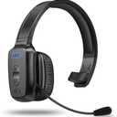 LEAYU Bluetooth Headset, 60hrs Noise Canceling V5.2 Over Head Headphones, Single Ear Trucker Wireless Headset with Mic, Mute Button, Multipoint, for Phones PC Computer Truck Driver Office Work - Black