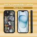 KANGHAR Black Case for iPhone 15 Plus Case, Cute Mushroom Art Design Soft TPU Shockproof Protective for Women Girls Slim Phone Cover