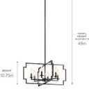 Kichler Lighting Downtown Deco 21.5 inch 6 Light Convertible Chandelier/Semi Flush in Midnight Chrome