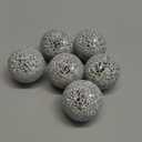 Kesywale 6PCS Decorative Balls Set 2.4 Inches/ 6cm Small Mosaic Spheres Glass Orbs Decorative Balls for Centerpiece Bowls Vases Fillers Dining Coffee Table Wedding Party Decor (Silver White)