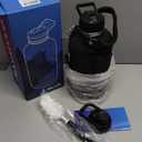 Insulated Water Bottle 64 Oz, Triple Wall Vacuum Stainless Steel (Cold for 48 Hrs), Leak Proof & Non-BPA, Half Gallon Water Flask Jug with Paracord Handle & Straw Spout Lids, Magic Black