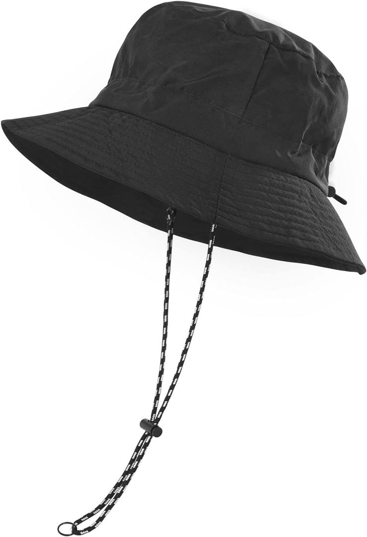 FEICUI Men Women Outdoor Bucket Hat Quick Dry Packable UV Protection Boonie Sun Hat (One Size, Black)