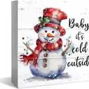 Wooden Box Signs: Baby It's Cold Outside, Snowman Decor, Christmas Signs 5x5 Inch