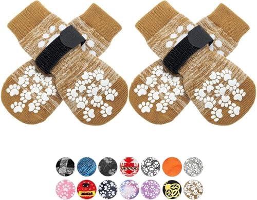 EXPAWLORER Anti Slip Dog Socks to Prevent Licking Paws, Dog Shoes for Hot Pavement, Dog Booties for Small Medium Large Senior Dogs, Traction Control Dog Boots & Paw Protectors for Hardwood Floors Size S