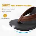 QIGEGE Flip Flop For Men with Arch Support Ultra Soft Cushion Footbed Slip On Lightweight Comfortable Thick Yoga Mat Thong Sandals Beach Thong Slides, Rugby Brown, Size 8
