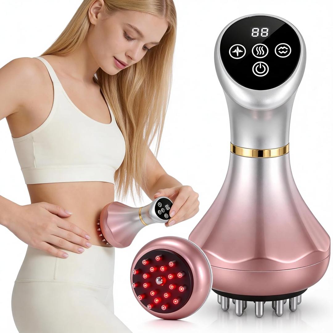 SHANOER 4-in-1 Lymphatic Drainage Massager - Anti-Cellulite Tool with Heating/Vibration/Light Therapy, Cordless Handheld for Sciatica & Legs/Belly/Back/Hips Pain Relief & Skin Tightening
