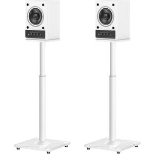 ELIVED Universal Speaker Stands Height Adjustable 28"-37.4", Bookshelf Speaker Stand Pair for Satellite Studio Large Speakers Up to 22 lbs, Surround Sound Speaker Stand with Cable Management, White