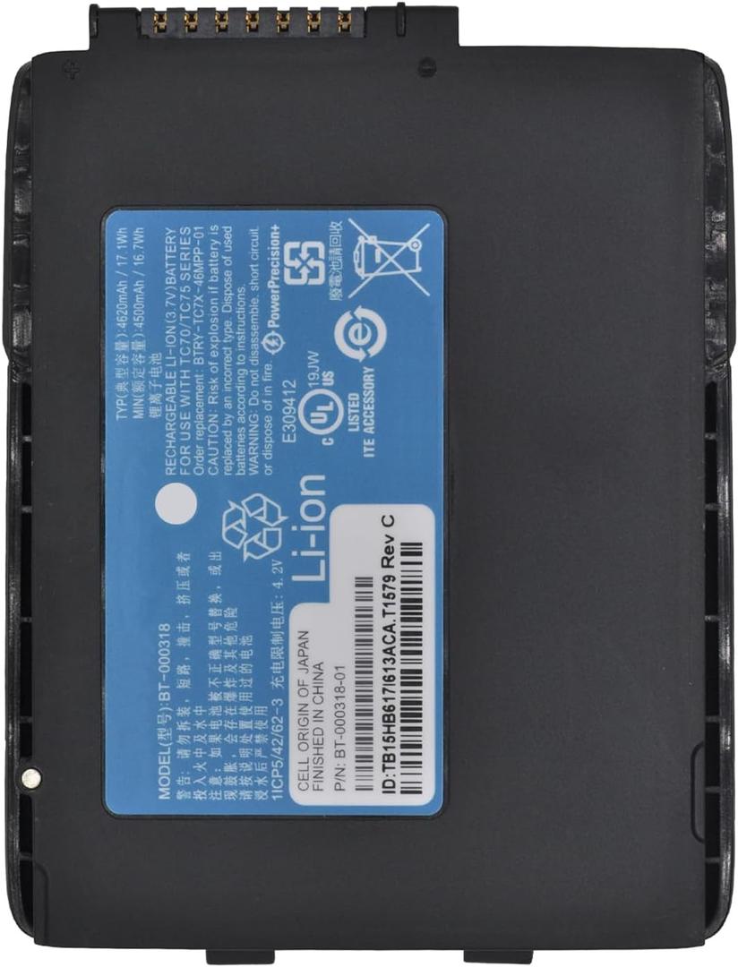 TC70 BT-000318 Replacement Battery for Zebra for Symbol TC77 TC70 TC72 TC75 TC55 TC70X TC75X TC700H TC700K TC720L TC75BH TC75EK TC75AH TC75GK TC77HL Barcode Scanner Battery BT-000318-01 82-171249-01