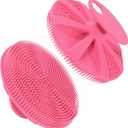 INNERNEED Food-Grade Soft Silicone Body Scrubber Shower Brush Handheld Cleansing Skin Brush, Gentle Exfoliating and Lather Well (Pink)
