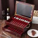 Novabright Wooden Silverware Storage Box, Silverware Chest Case with Glass Lid Flatware Organizer with Handle Felt Lined for Flatware Utensils Home Decor Gift(2 Layer)