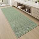 AMOAMI Unique Woven Bathroom Runner Rug, Super Absorbent Non Slip Bath Mats for Bathroom Textured Bathroom Mat Quick Dry Boho Rugs Runners for Hallyways Kitchen Bedroom Beside Tub, 2' x 6', Sage