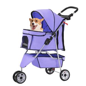 FDW | 3-Wheel Foldable Pet Stroller | Purple | Lightweight & Portable