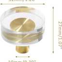 Uenhoy 6 Pack Glass Crystal Cabinet Knobs Round Drawer Knob Pulls Gold Crystal Knobs for Cabinets and Drawers - 1-1/4 Inch