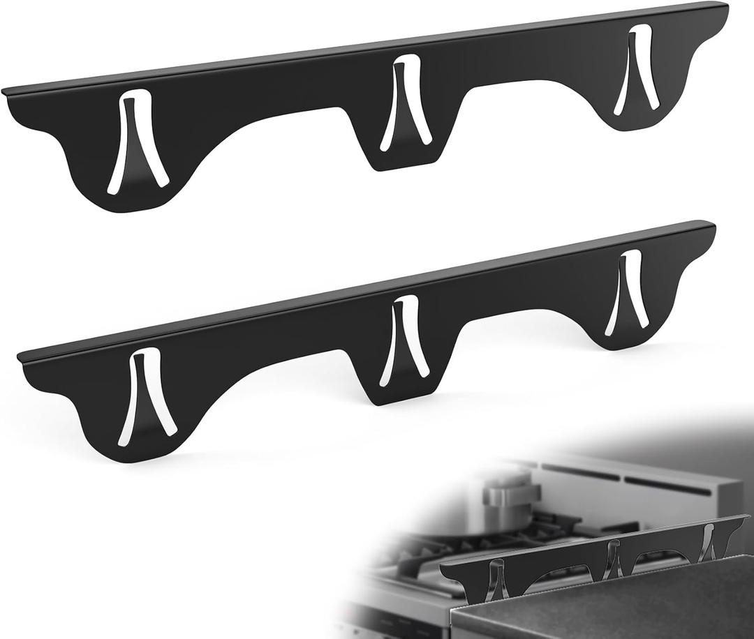 Stainless Steel Stove Gap Covers, 316 Stainless Steel Stove/Oven/Range Gap Filler, 25.4" Kitchen Stove Side Gap Guard Fill Between Stovetop and Counter, Heat Resistant, Non-Stick, Black(2 PCS)