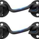 Barn Door Lock Gate Latch - 2 Pack 4 Inch Black Hook and Eye Latch Heavy Duty Screen Latches Hardware Stainless Steel Gate Lock Cabin Hooks for Sliding Door Bedroom Outdoor Window Cabinet Bathroom