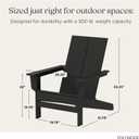 POLYWOOD Contemporary Modern Oversized Adirondack Chair in Black, Large