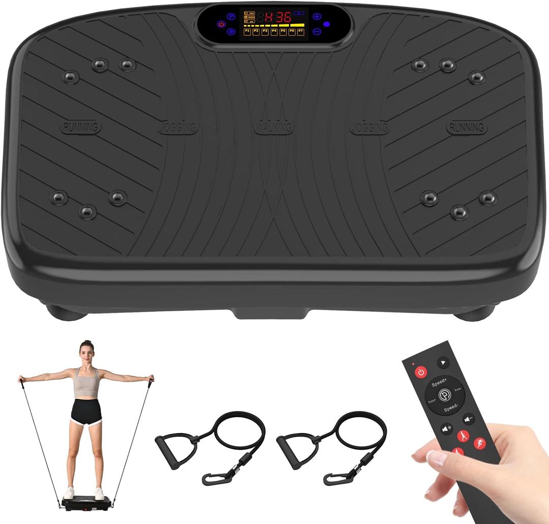 Vibration Plate Exercise Machine, Vibrating Platform for Lymphatic Drainage with 200 Adjustable Speeds, Power Vibration Plate for Weight Loss & Fitness, Supports Max Weight 450 Lbs