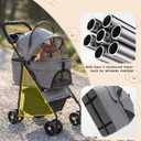 Pet Stroller with Removable Carrier, 35lbs Capacity - One-Click Foldable Dog Stroller, Cat Carrier & All-Terrain Wheels, Compact Travel Pet Stroller for Small to Medium Pets-Gray