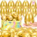 SevenQ Golden Plastic Easter Eggs Empty 36Pcs 3.15" Fillable Easter Basket Stuffers Fidget Toy Easter Gifts for Kids Party Favors Pinata Treasure Box Candy Goodie Bags Fillers Egg Hunt Essentials