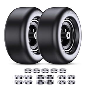 13x5.00-6" Flat Free Lawn Mower Tires, Zero-steering Lawn Mower Front Wheels, Solid Wheels Residential and Commercial Use, Suitable for 3/ 4-inch and 5/ 8-inch Bearings, Adjusted Center Hub, 2 pack