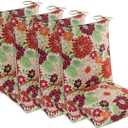 Set of 4 Outdoor Dining Chair Cushions, Comfort Patio Seating Cushions, 44 x21x4.5 inch, Single Welt and Zipper (Blooming Fiesta)