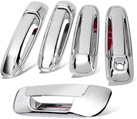 Chrome Side Door Handle and Rear Tailgate Add-on Cover Trims Compatible with Dodge Ram 1500 2500 3500 2003-2008
