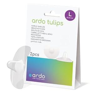 Ardo Tulips Contact Nipple Shields for Breastfeeding, Made in Switzerland, 2 Count with Carrying Case, BPA Free (S, 16mm)