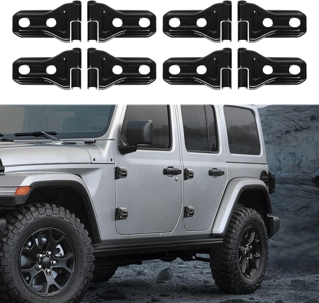 RT-TCZ Door Hinge Cover Trim for Jeep,Front Door Rear Door Hinges Exterior Decoration Accessories for Jeep Wrangler JLU 4-Door & Gladiator JT 2018-2024,8Pack(Carbon Fiber Grain)