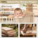 Foldable Wooden Playpen for Babies and Toddlers - 90 x 60 x 24 in, Pre-Assembled Wooden Baby Playpen Ready to Use, No Assembly Required, Extra Large Play Pen Baby Play Yard with Locking Gate